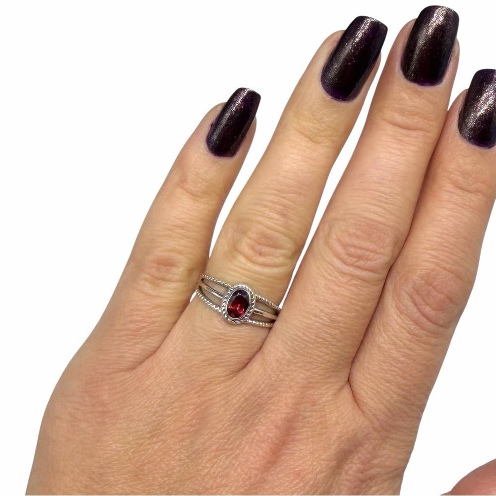 Hessonite Garnet Ring Size 7 Solid 925 Sterling S… - image 2